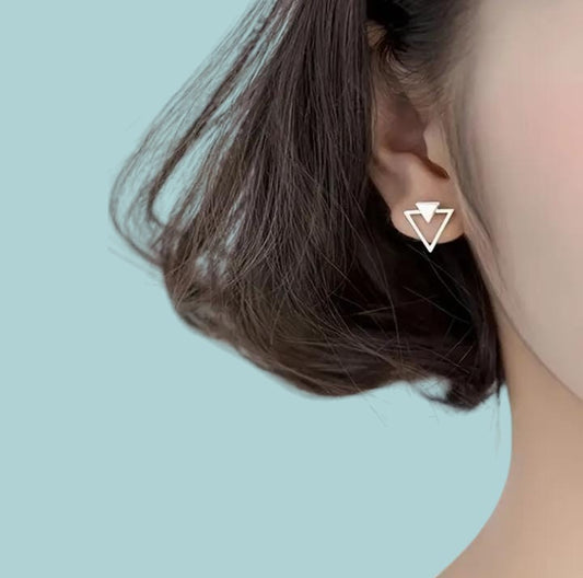 Geometric Triangle Drop Stud Earrings