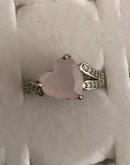 Rosy Heart Silver Ring