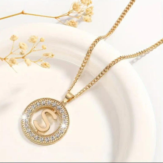 Golden Sparkle Alphabet Pendant – Letter "S"