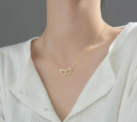 Golden Twin Heart Necklace