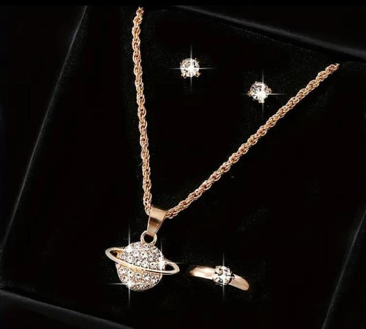 4 pcs Exquisite planet pendant necklace