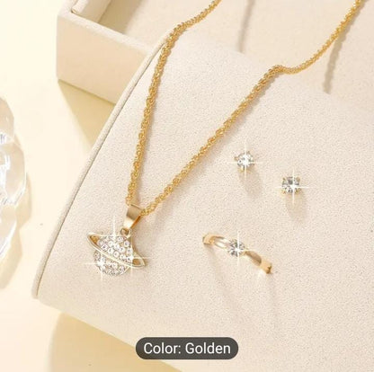 4 pcs Exquisite planet pendant necklace